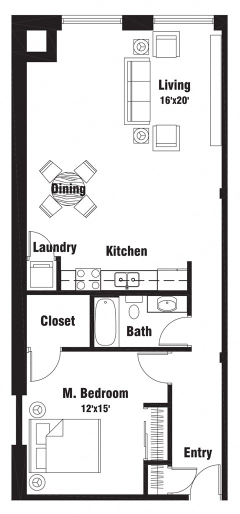 A11 Floor Plan at Riverpoint Lofts, Des Moines, IA  